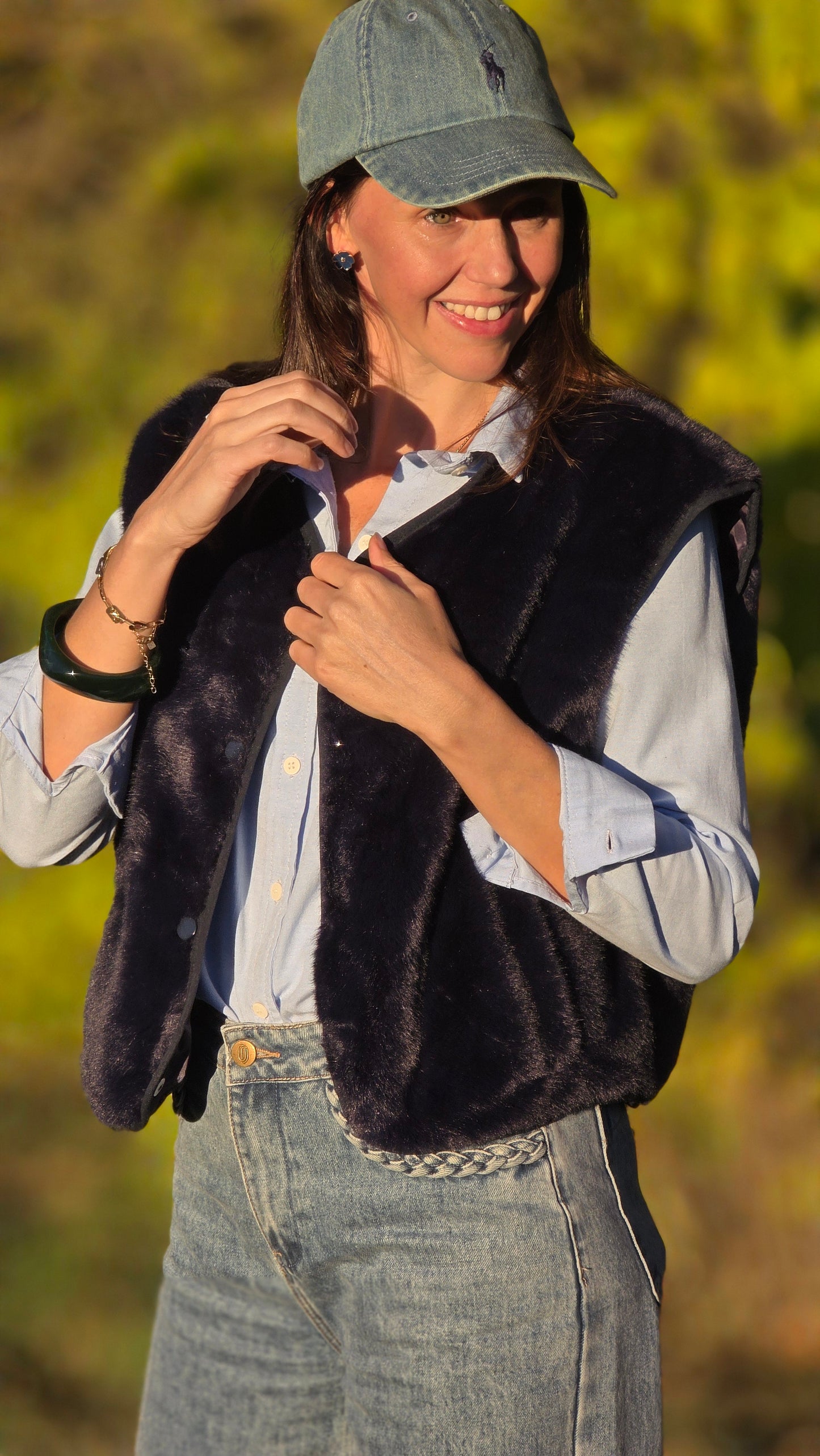 FAUX FUR Vestje BLAUW