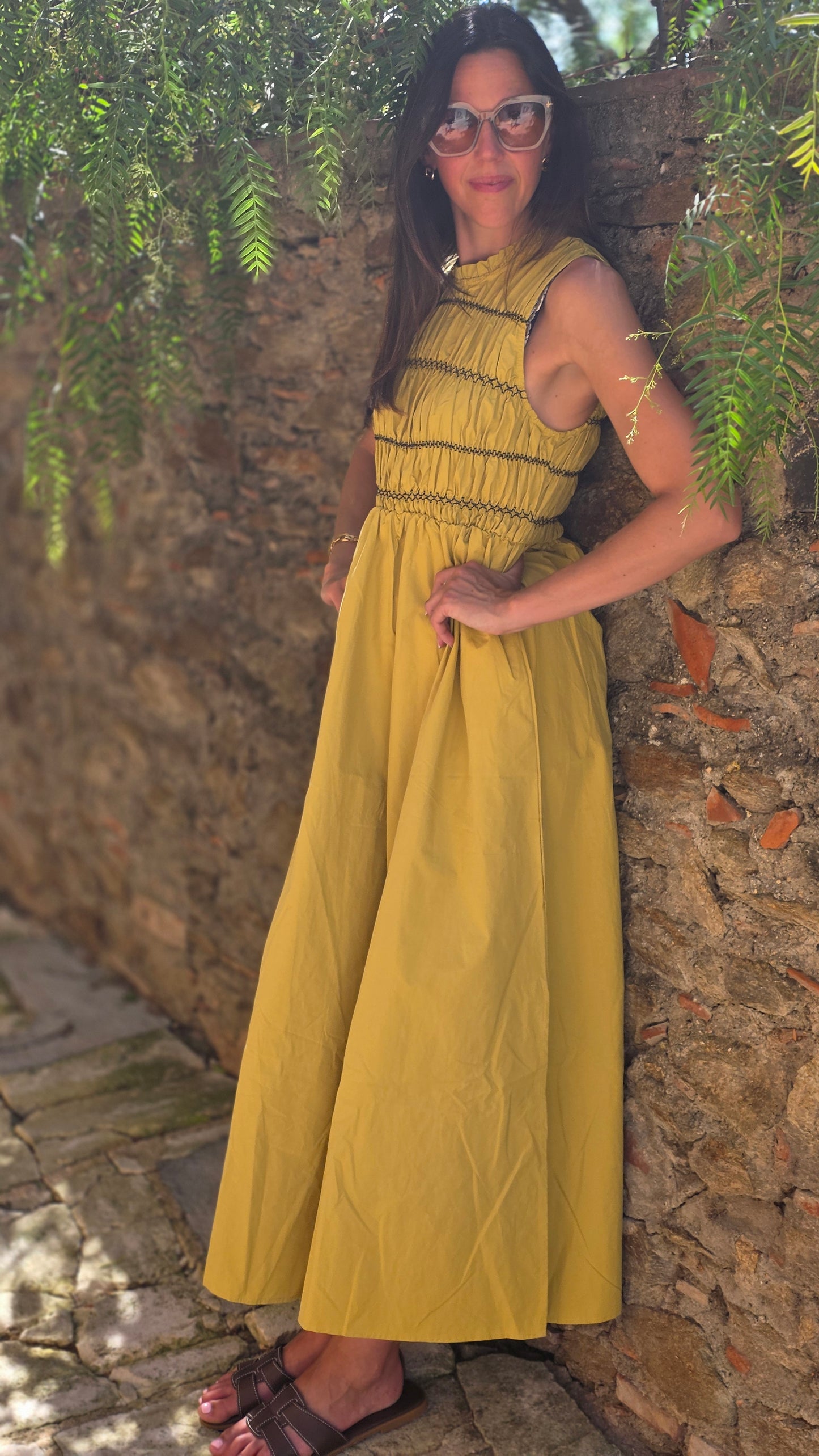 ALINE Jurk OLIJFGROEN