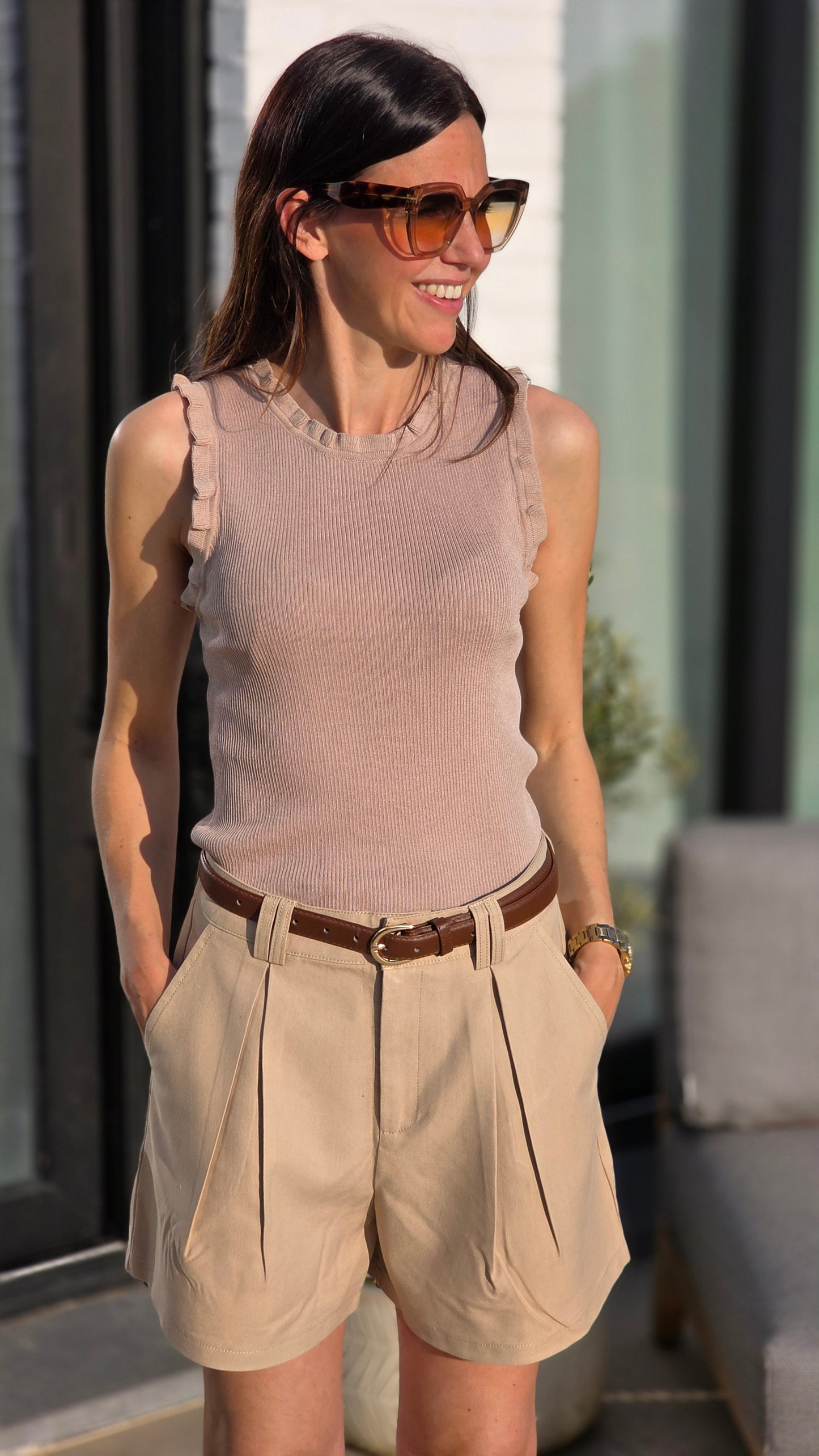 Short met riem BEIGE