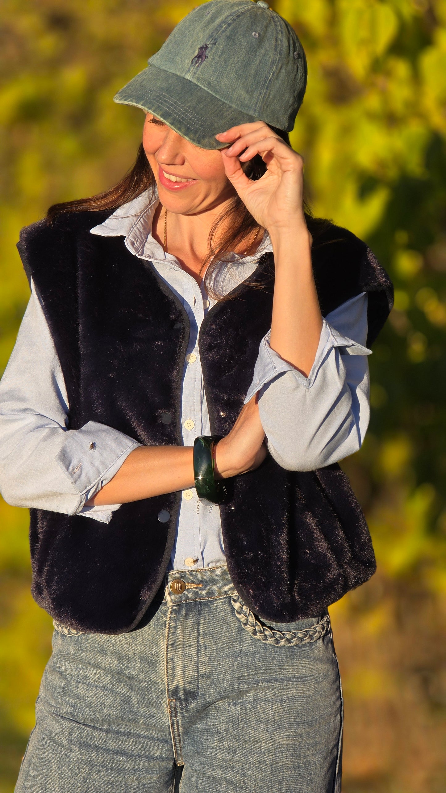 FAUX FUR Vestje BLAUW