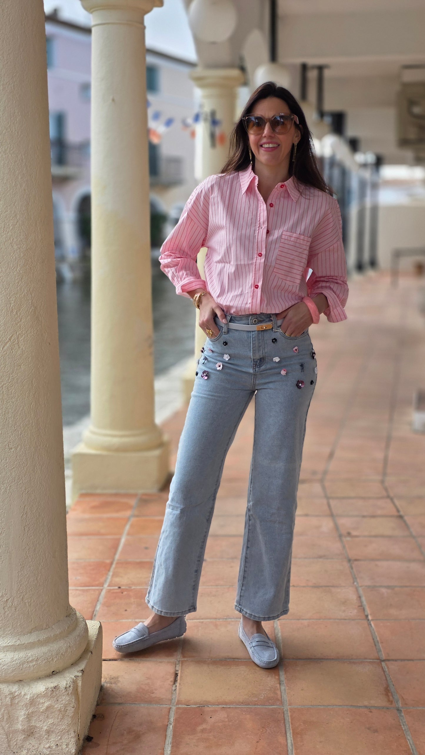TINA Jeans met bloemen