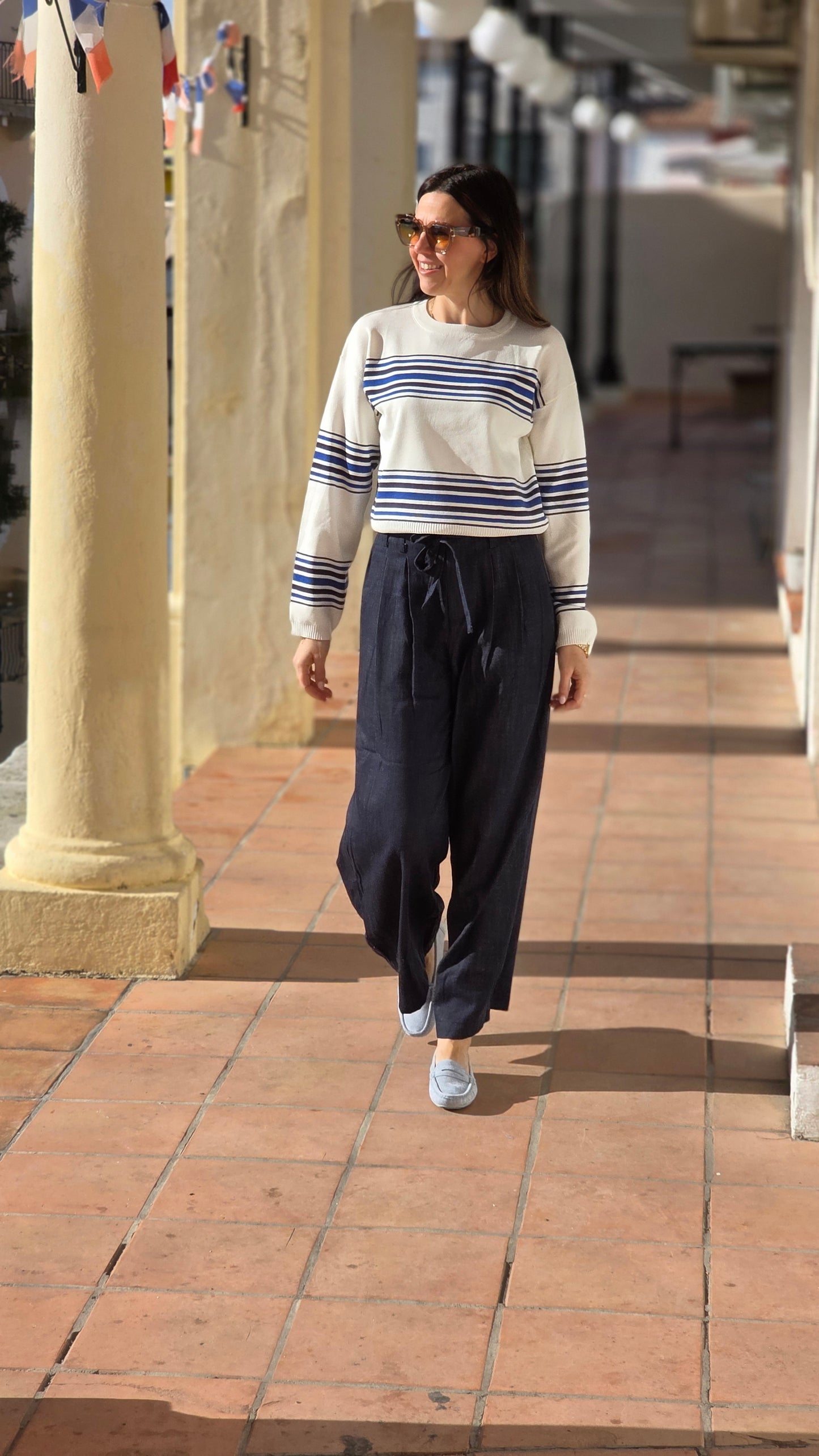 MARE Broek jeanslook met striklint