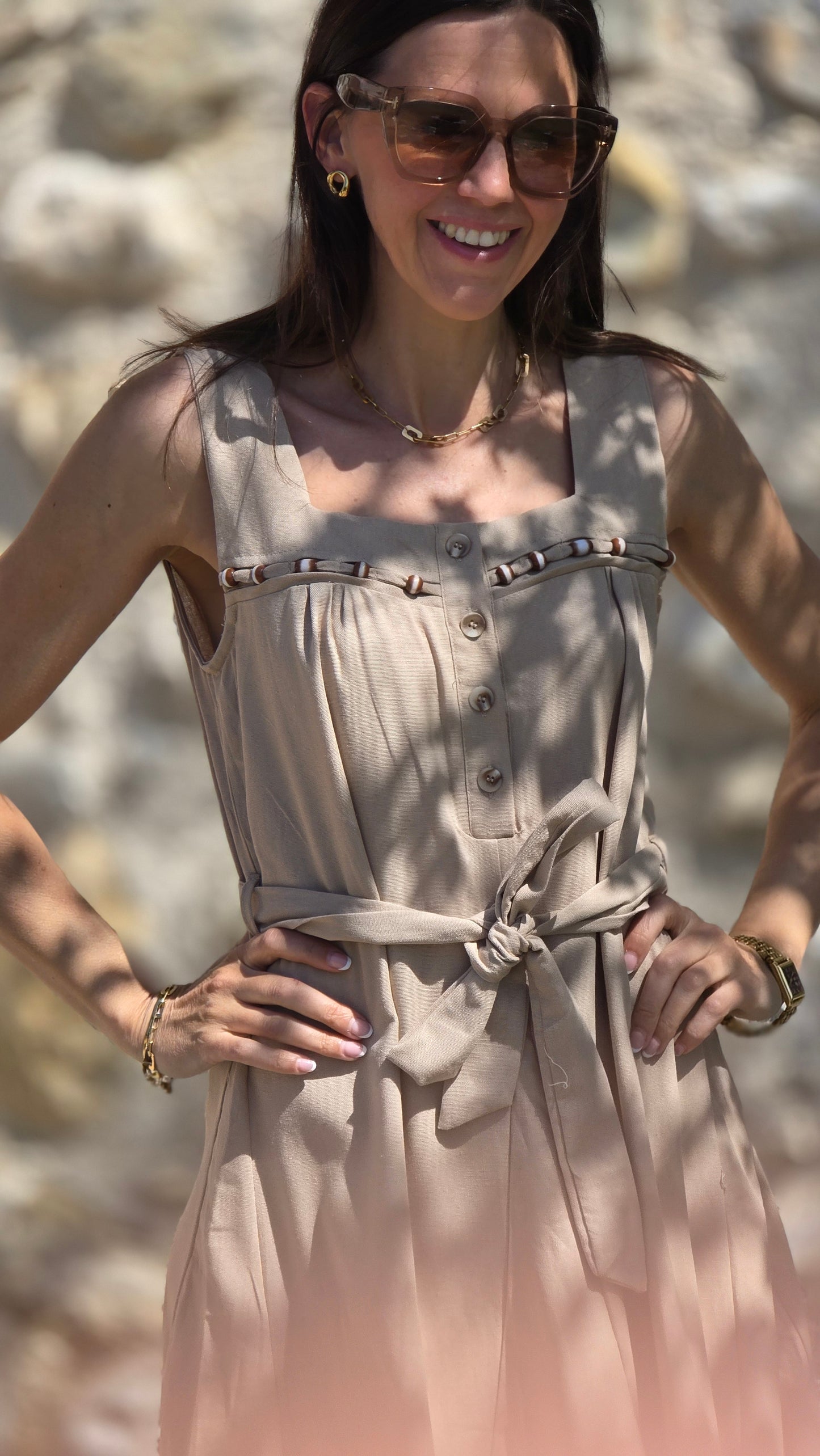 LINDE Jurk BEIGE