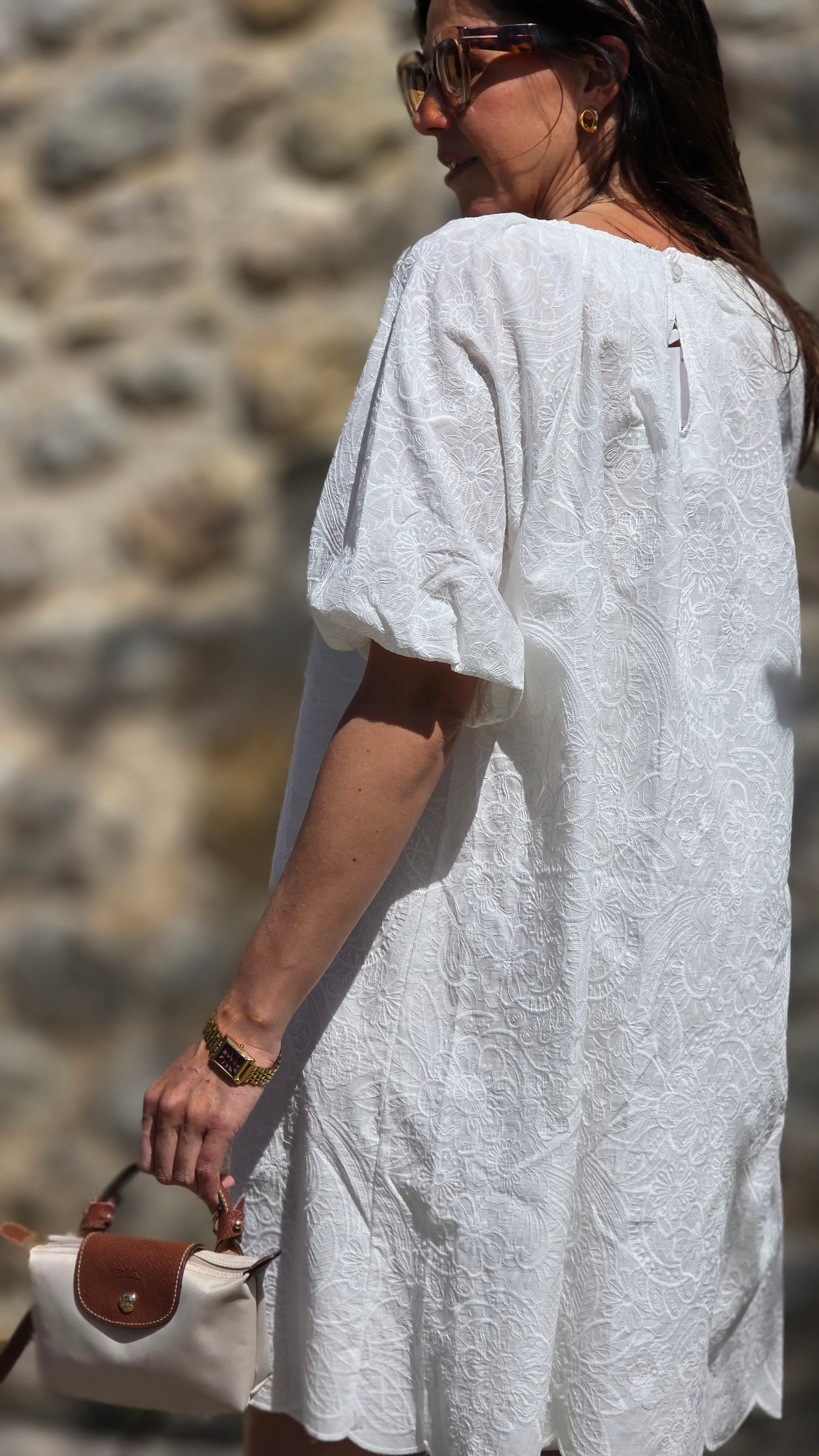 FEDRA Jurk met broderie en onderkleed