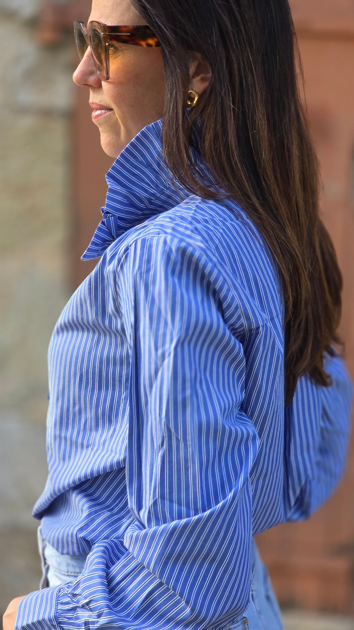 JULIA Hemd opstaande kraag DONKERBLAUW