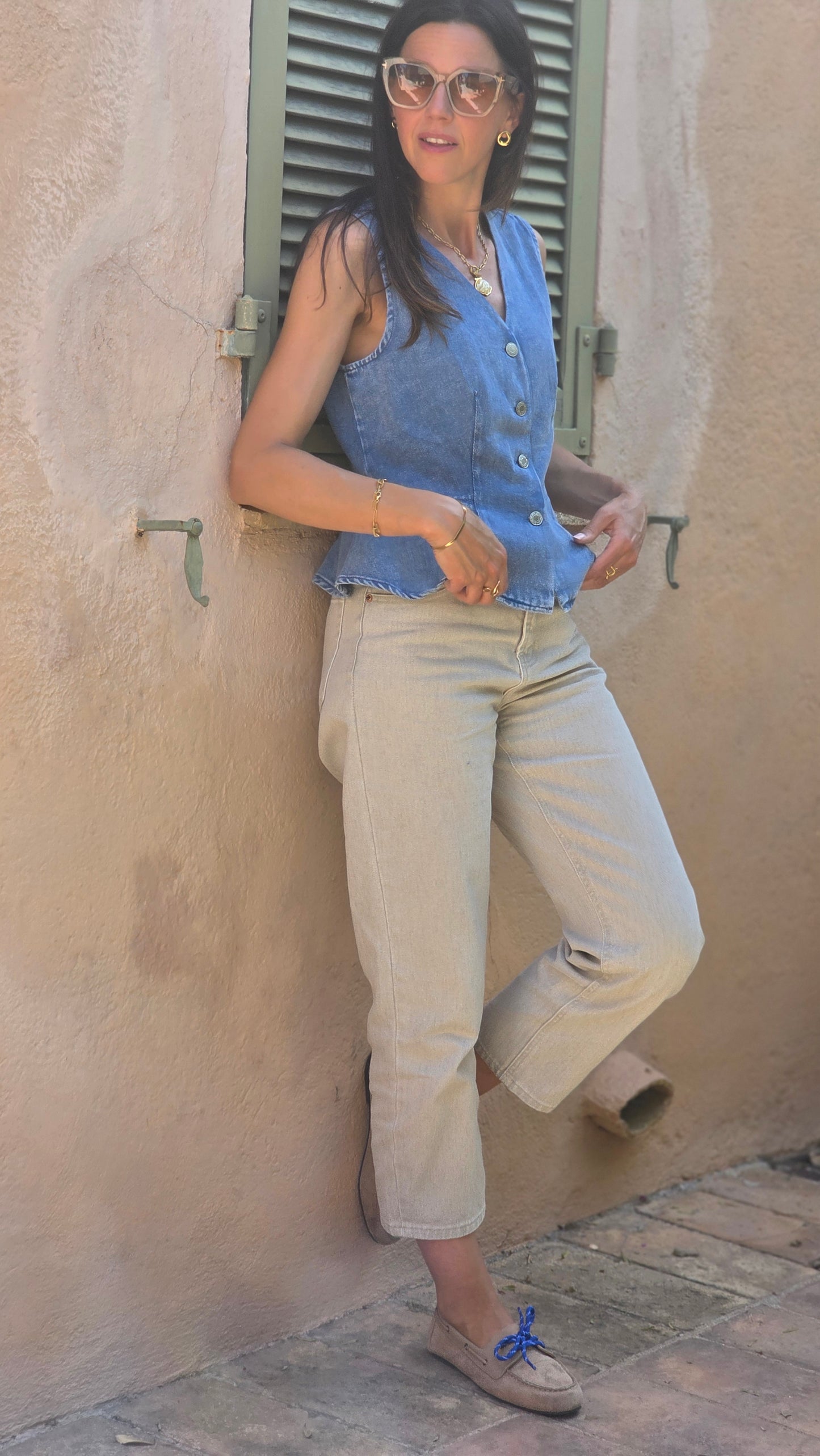 MONA Jeans culotte BEIGE
