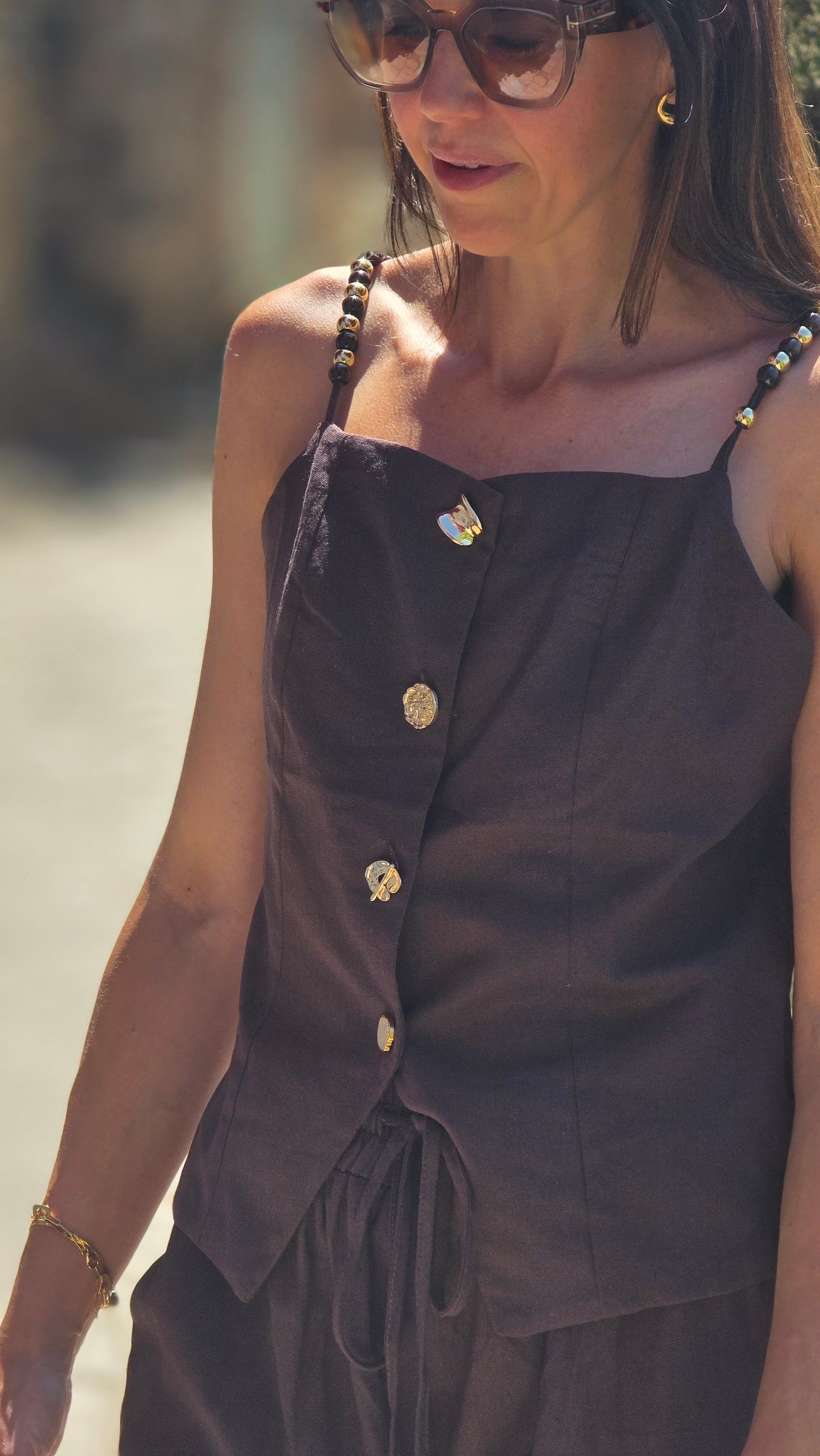 ELEONRE SET Top en broek BRUIN