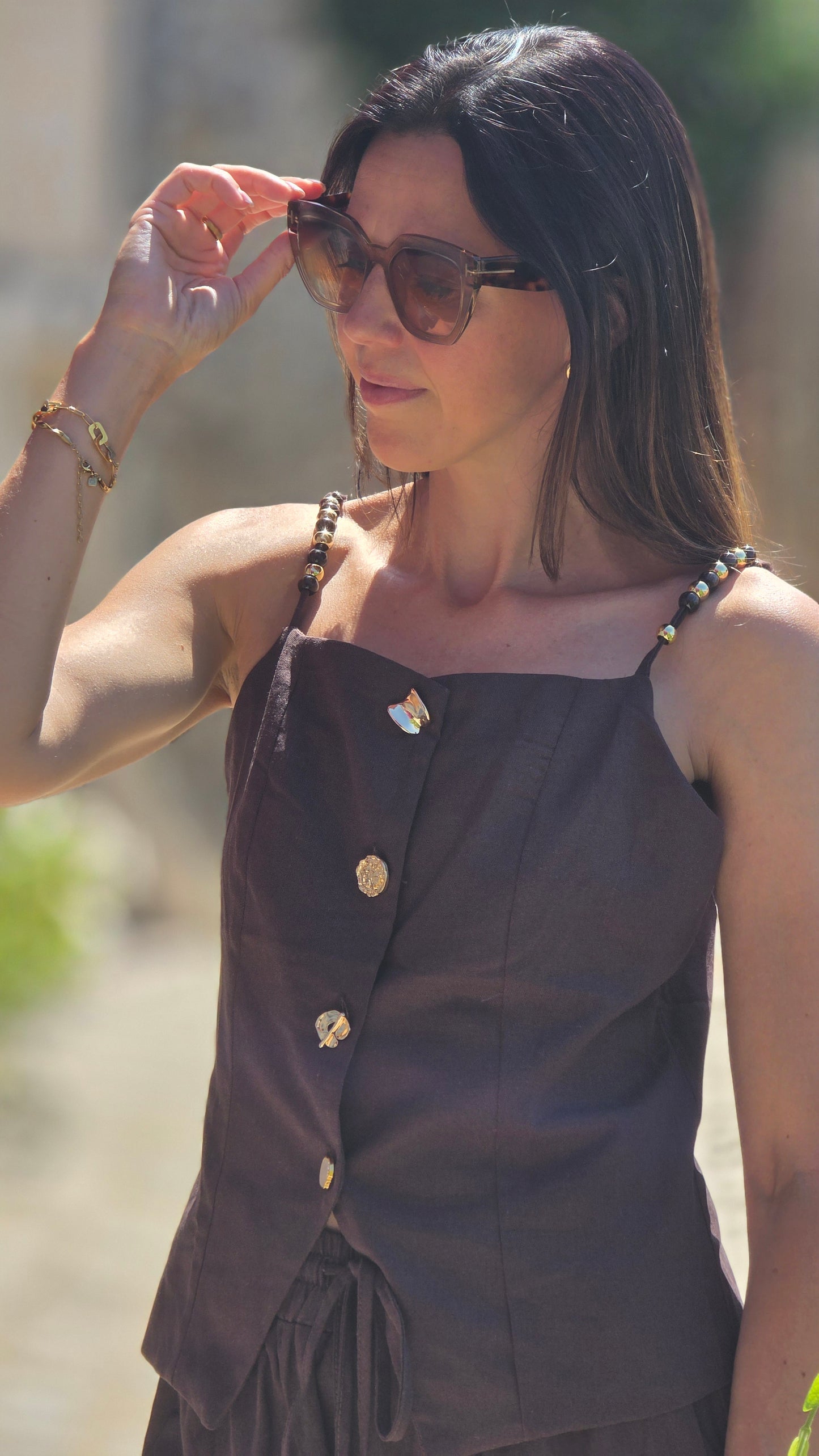 ELEONRE SET Top en broek BRUIN