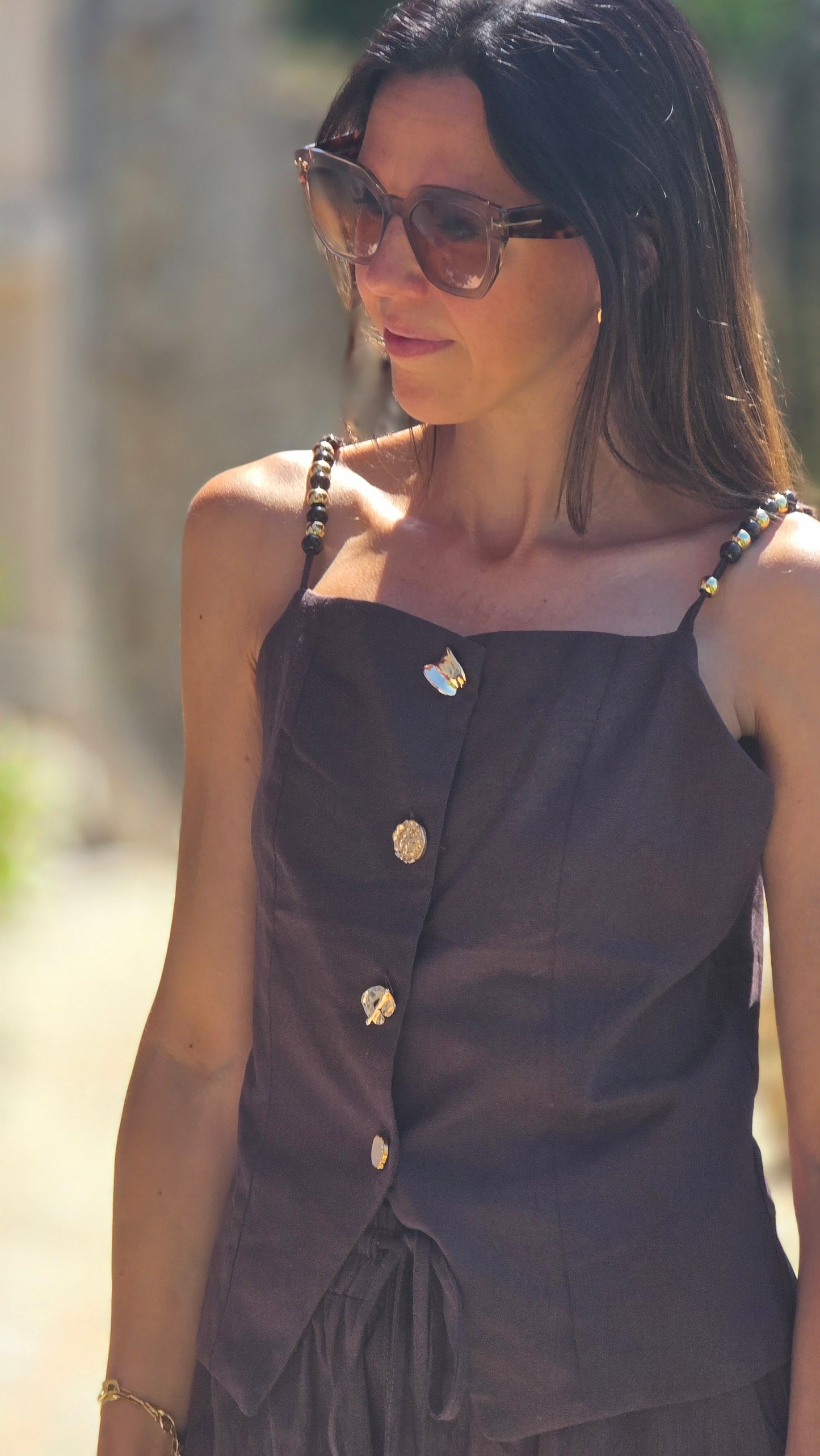 ELEONRE SET Top en broek BRUIN