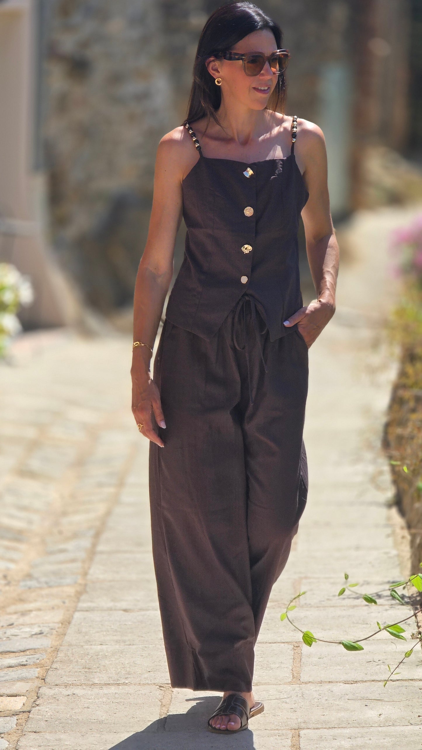 ELEONRE SET Top en broek BRUIN