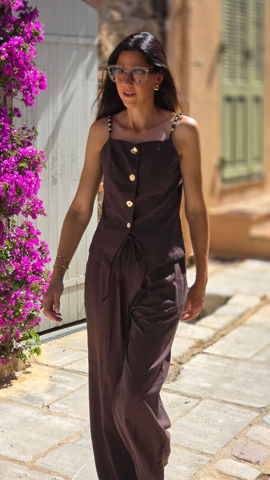 ELEONRE SET Top en broek BRUIN
