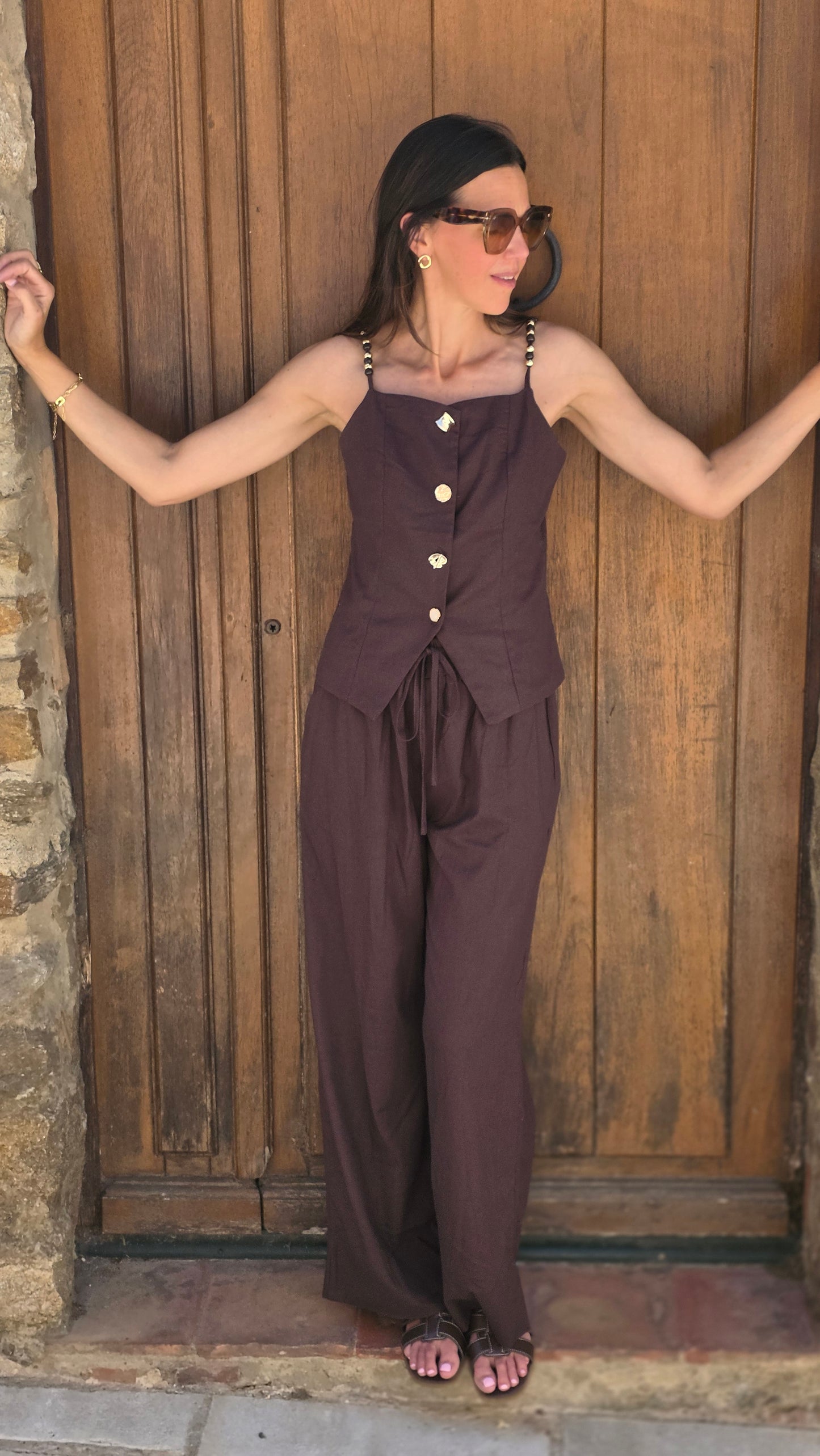 ELEONRE SET Top en broek BRUIN