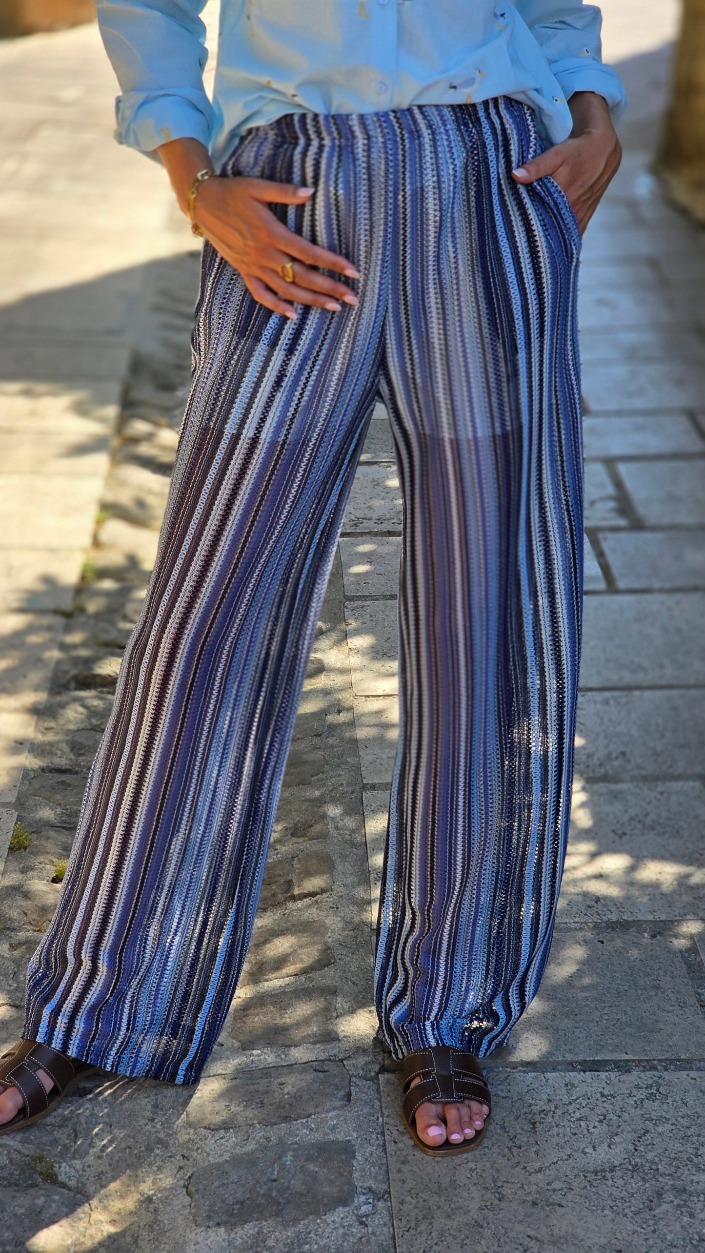 ROSALIE Gehaakte broek BLAUW