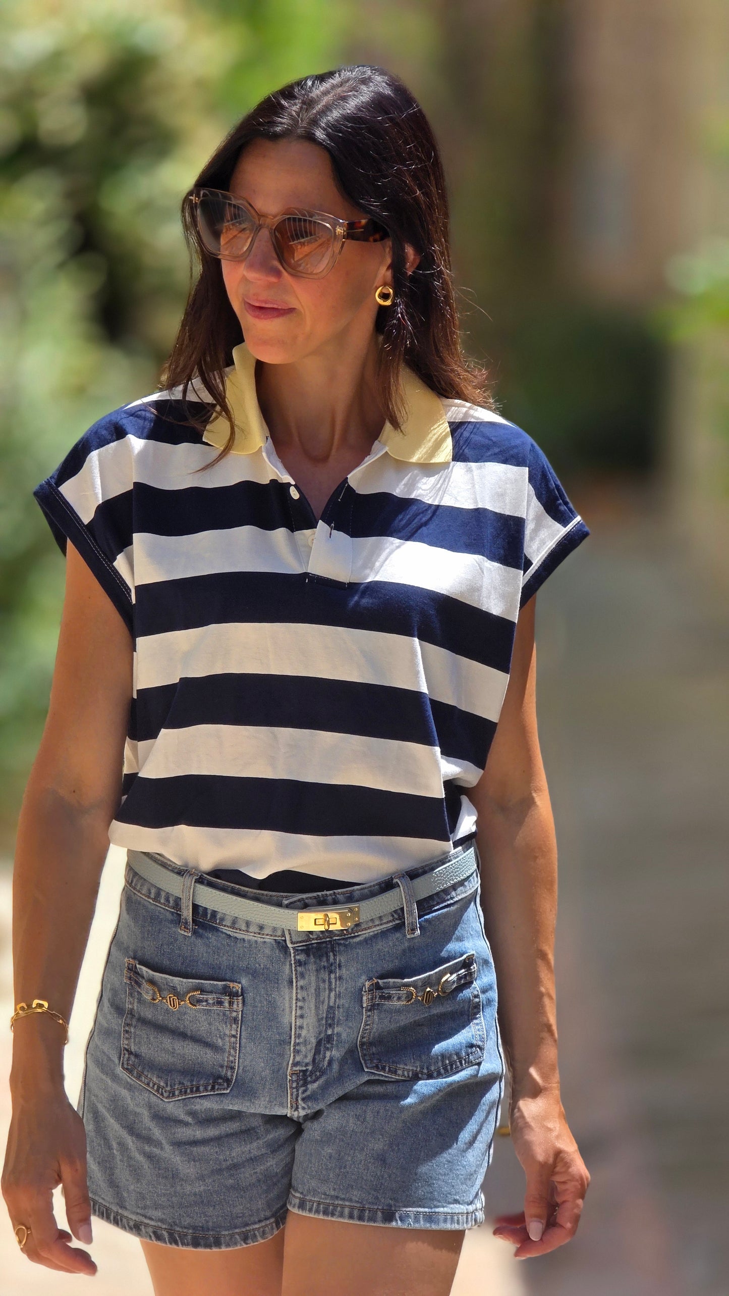 Poloshirt met gele kraag