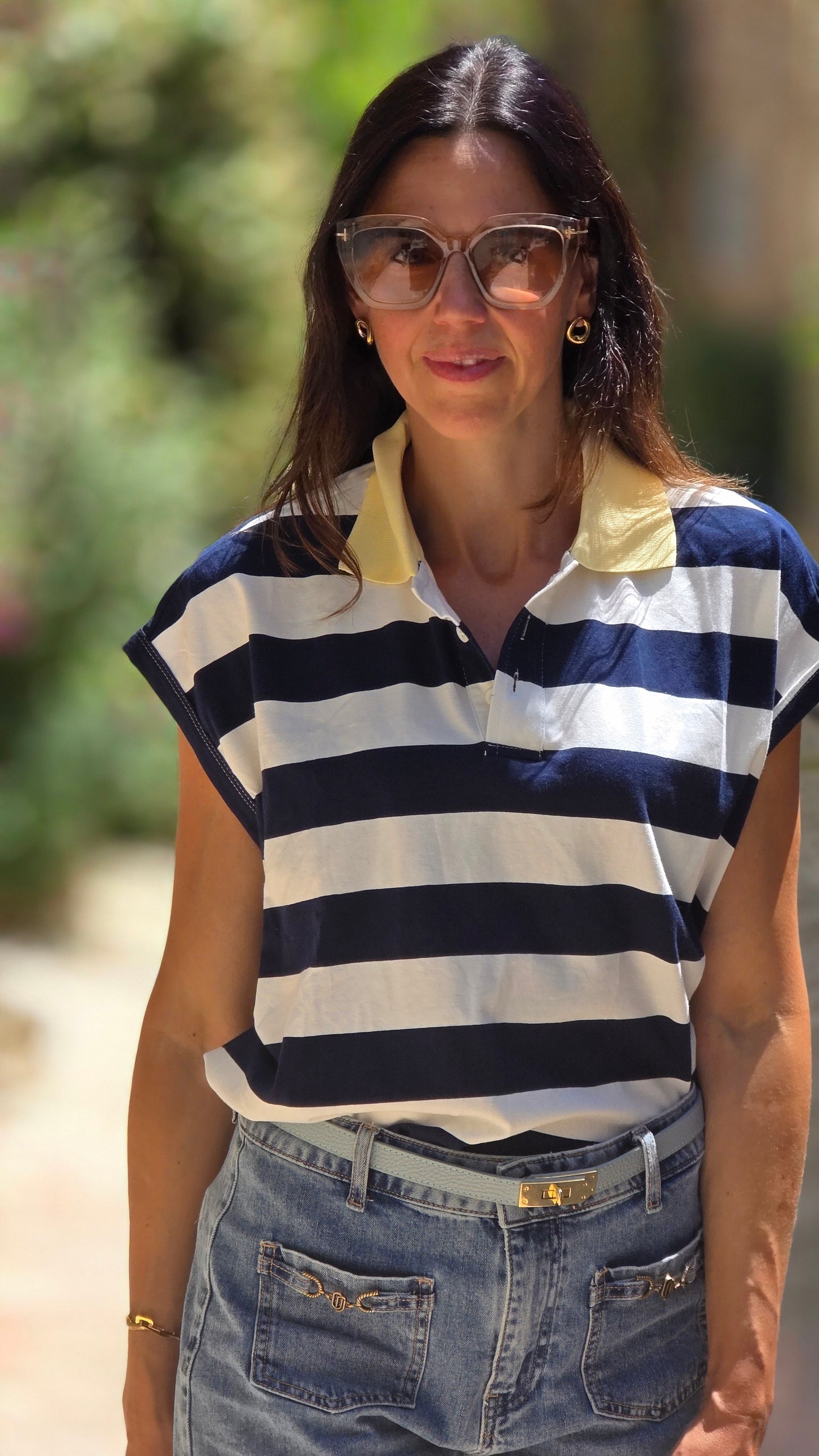 Poloshirt met gele kraag