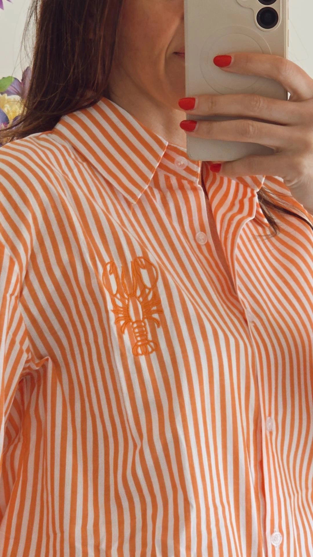 ELLIS Hemd ORANJE gestreept